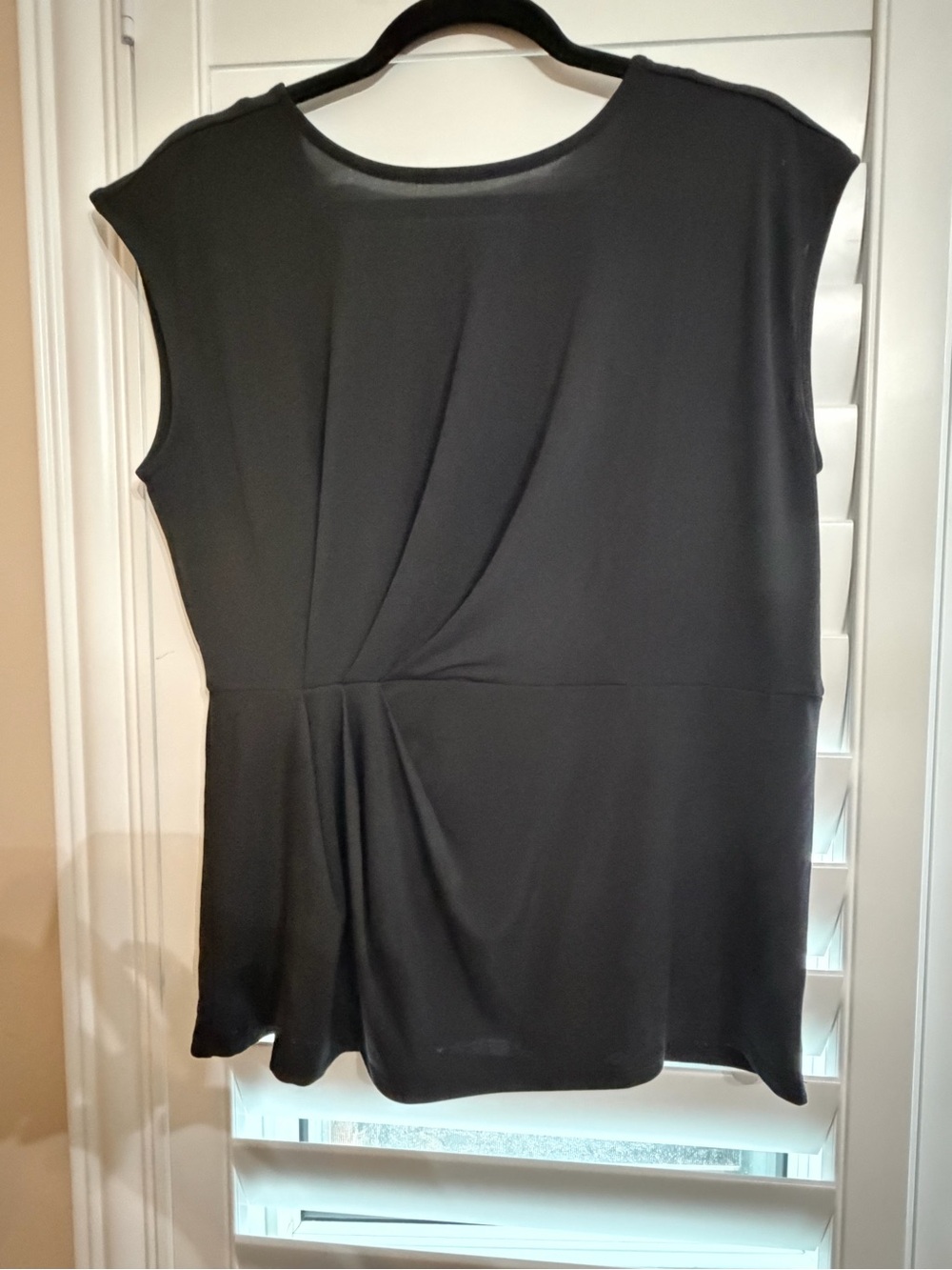 Tahari Black Sleeveless Twist-Drape Tank